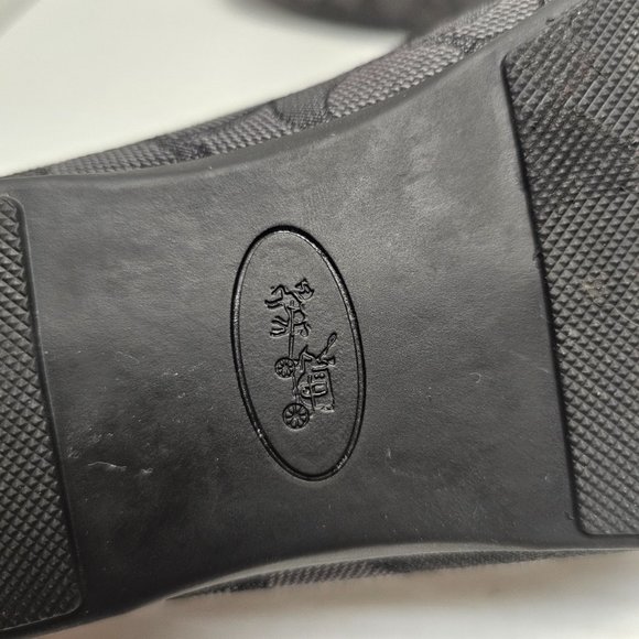 Coach Olive Black Gray Signature Logo Print Canvas Leather Loafer Shoes 10 40 - Picture 6 of 15